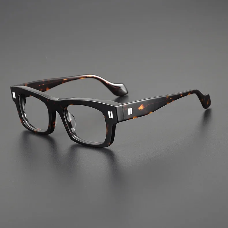 Acetate Thick Square Eyeglasses Frames Reading Glasses Men Women Recessed Blue 2