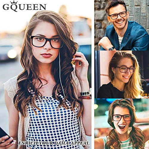 GQUEEN Fake Clear Glasses Non Prescription Glasses Eyeglasses Rectangular Frame Matte Black, 201512 2