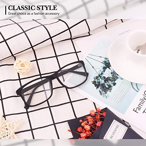 GQUEEN Fake Clear Glasses Non Prescription Glasses Eyeglasses Rectangular Frame Matte Black, 201512 3