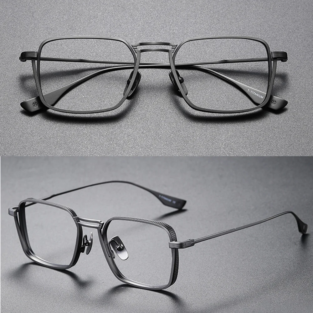 Man Handmade Metal Retro Square Eyeglasses Frame Ultra Light Spectacle 2
