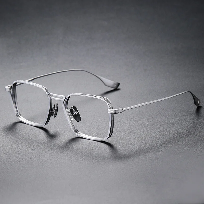 Man Handmade Pure Titanium Retro Square Eyeglasses Frame Ultra Light Spectacle
